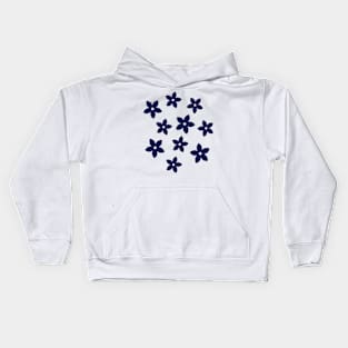 Blue flowers, retro 70's vibe Kids Hoodie